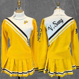 VINTAGE 1987 school varsity majorette‎ cheerleader uniform sweater pleated skirt